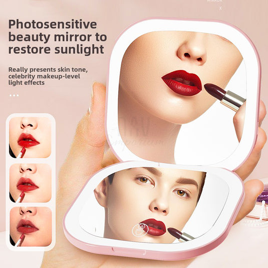 Compact travel makeup mirror