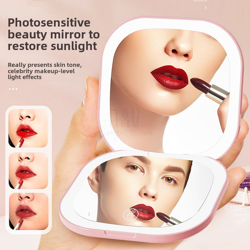 Compact travel makeup mirror
