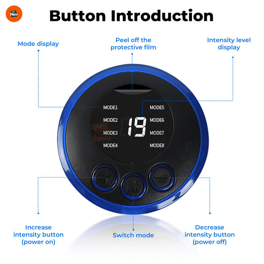 Dimension image of portable ems massager sizing