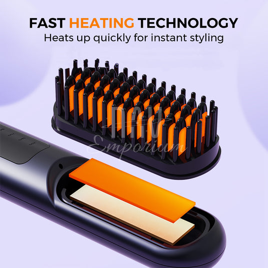 Cordless hair straightening brush
