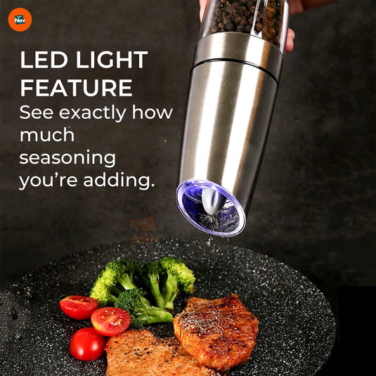 Electric spice grinder with LED light
