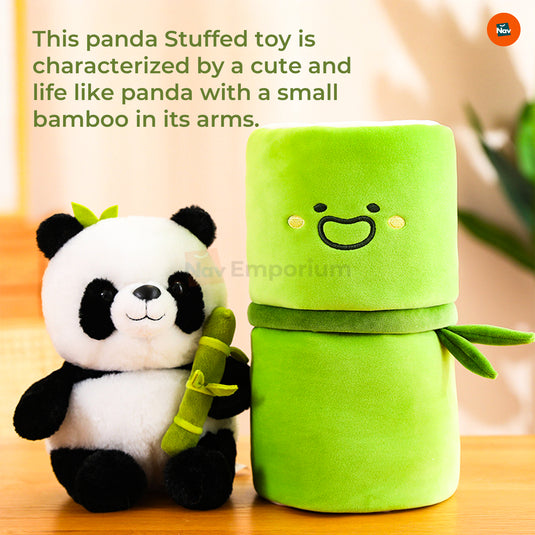 Panda plush with bamboo