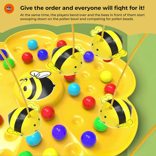 Children engaging together in bee fishing game
