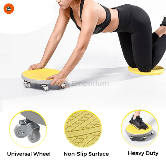 Lifestyle shot using abdominal wheel at home gym