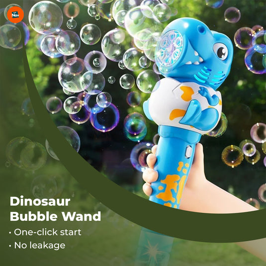 Close-up of Dino Blast LED Bubble Gun design.