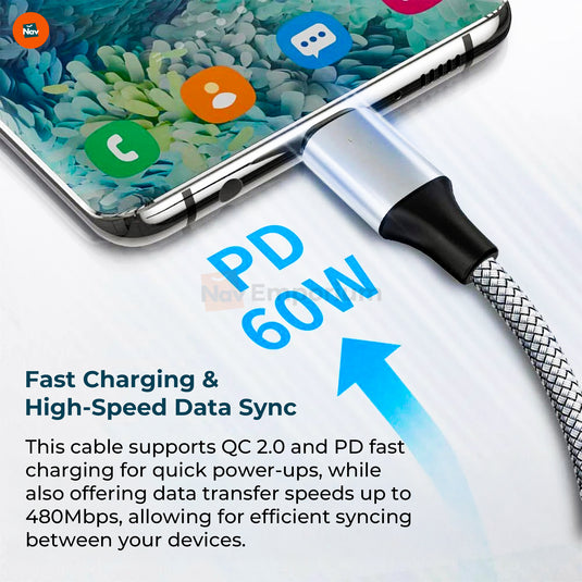 Nylon braided USB-C cable