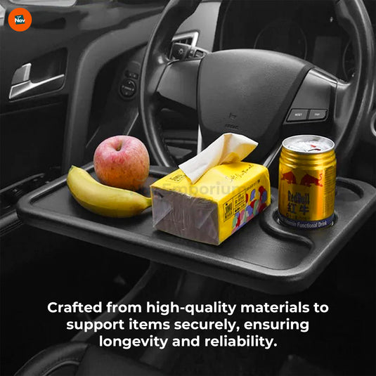 In-car dining tray setup