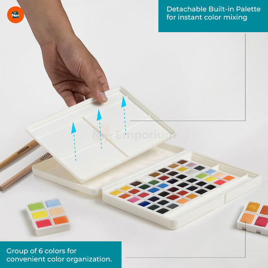 Portable watercolor tin box open