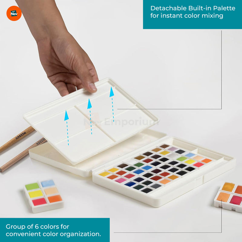 Portable watercolor tin box open