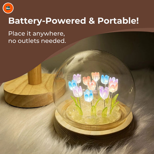 Wooden Base Tulip Light