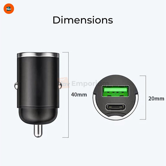 Compact car USB-C adapter