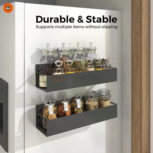 Organized fridge with magnetic rack.