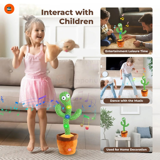 Smiling Plush Cactus Toy for Children