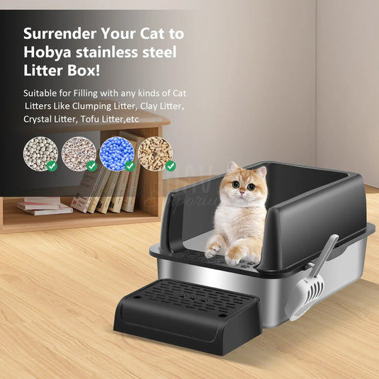 Durable metal cat litter box
