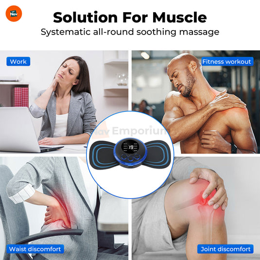 Lifestyle image using portable ems massager on neck