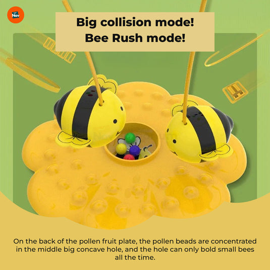 Colorful bee-shaped pieces and fishing rods