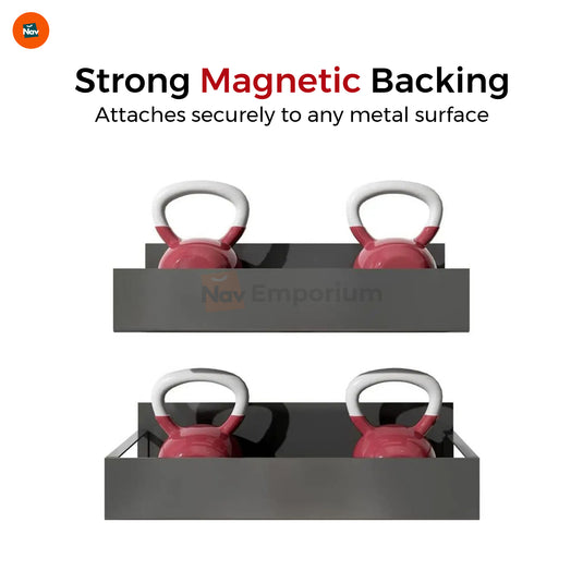 Magnetic rack with hooks.