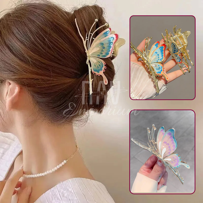 Painted butterfly hair clip