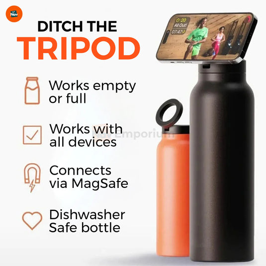 Water bottle with phone holder size guide