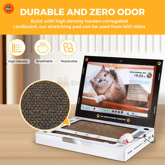 Cat scratcher laptop folds flat for storage