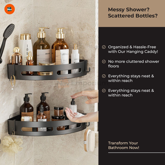 Organized shower essentials in EasyClean caddy