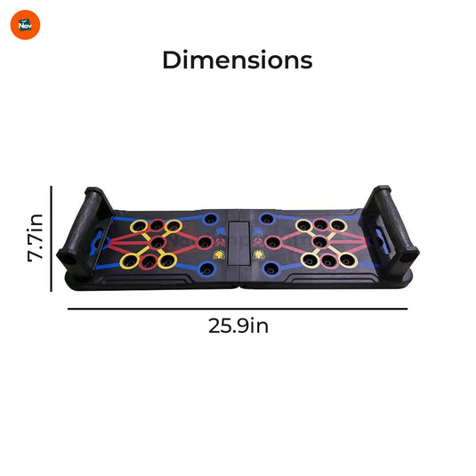 Dimension image shows size of push up board