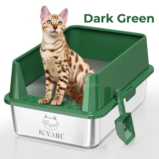 Odor-resistant cat litter box Dark green