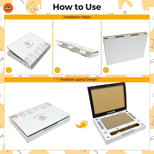 Keyboard cat scratcher features highlighted infographic