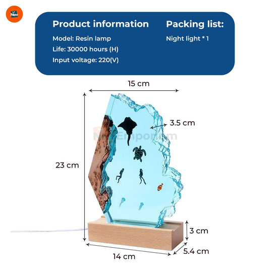 Resin art bedside light