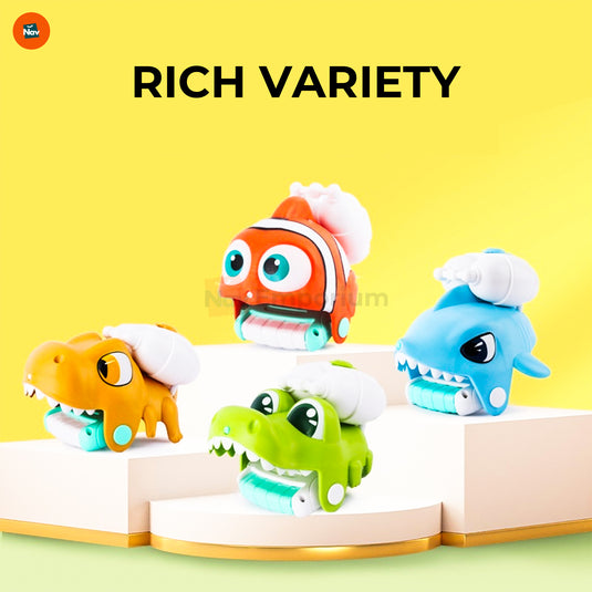 Toddler holding animal water gun -1