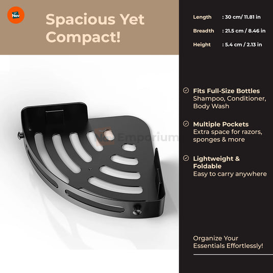 Shower caddy hanging on shower rod