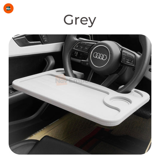 Foldable car steering tray