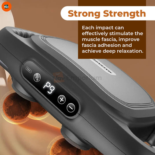 Infographic callouts deep tissue percussion gun benefits