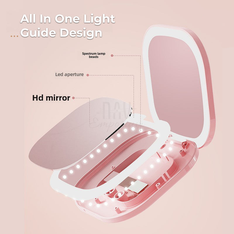 Foldable lighted makeup mirror