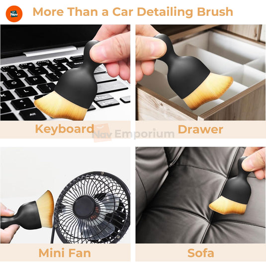 Compact car dust removal brush