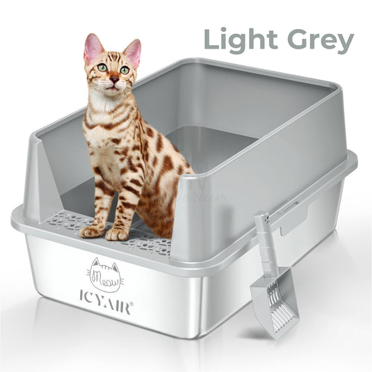 Odor-resistant cat litter box Light Grey