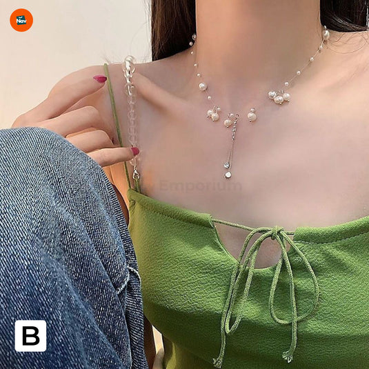 Close-up of pearl heart pendant