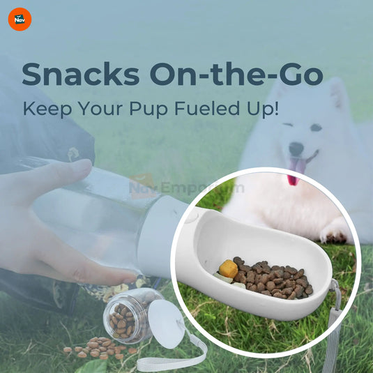 Dog water bottle with food storage