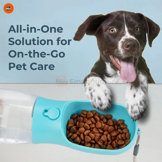 Dog water bottle with poop bag dispenser