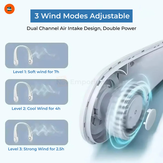 Hands-free summer neck fan