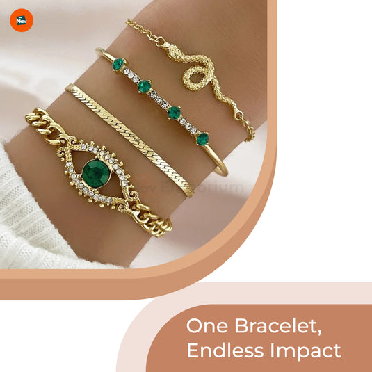 Heart charm snake bracelet