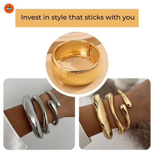 Adjustable gold cuff bracelet