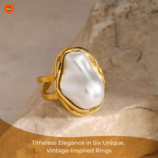 Stackable gold pearl rings