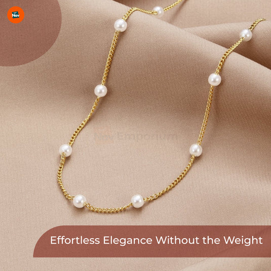 Dainty gold pearl choker
