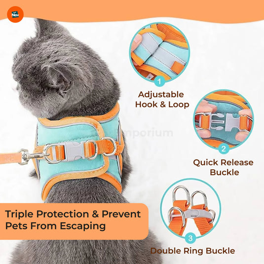 Comfortable suede cat harness