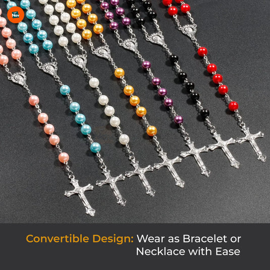 Crucifix pendant rosary necklace