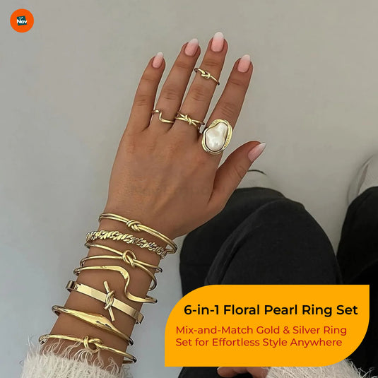 Silver baroque pearl rings