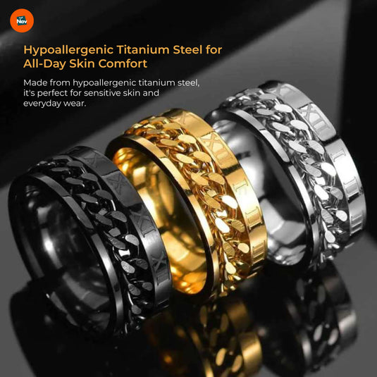 Stylish Black Titanium Spinner Ring