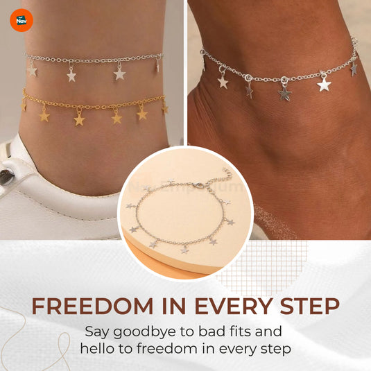 Benefit image shows secure clasp on waterproof anklet
