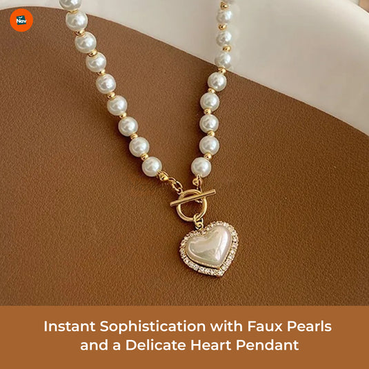 Adjustable pearl heart necklace